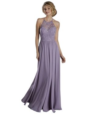 Mori Lee SLATE BLUE 🔵 Lace Halter Maxi Dress size 16 #21589 NWT